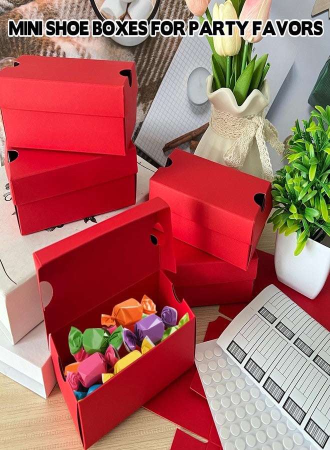 Foxtell 24 Pack Mini Sneaker Boxes for Party Favors 4.7 x 2.5 x 2 Inch Mini Shoe Gifts Boxes for Candies Cookies Snacks Sports Small Gift Case with Label for Wedding , Holiday, Birthday Party Favor (Red) - Image 4